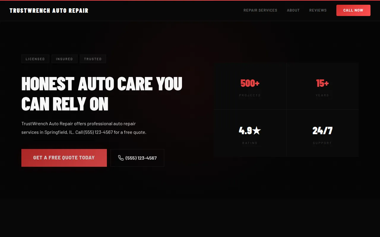 Auto Repair template preview