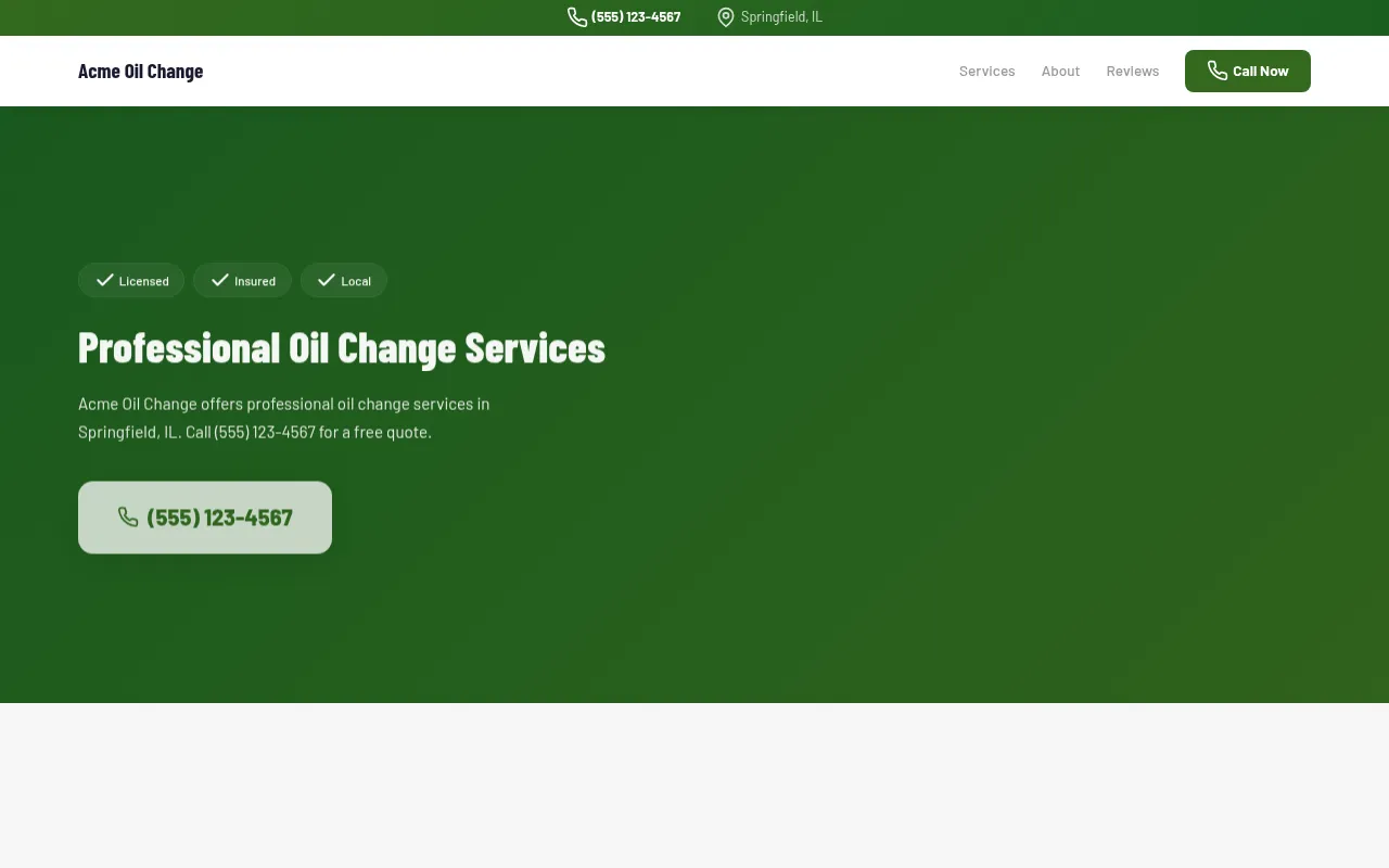 Oil Change template preview