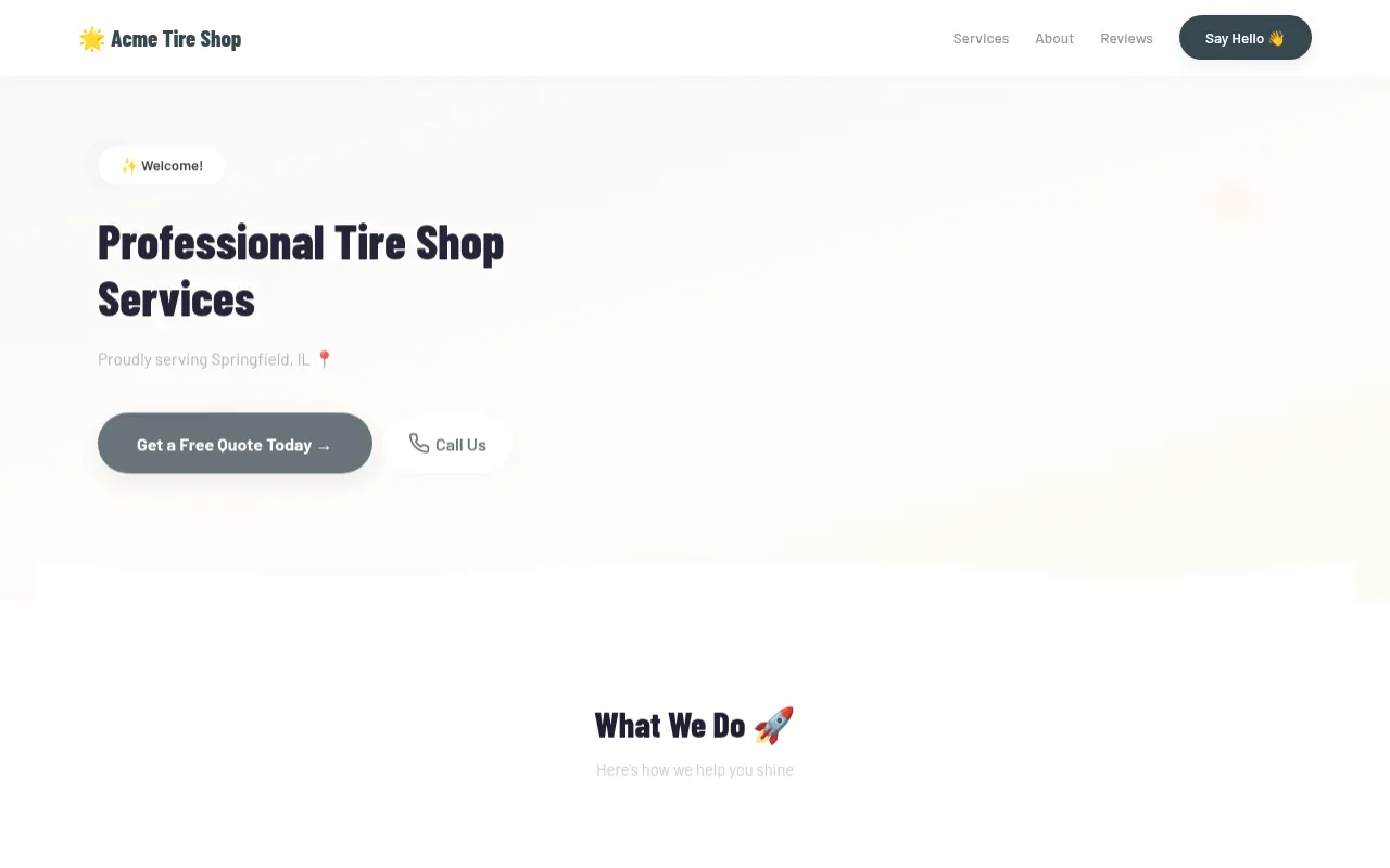 Tire Shop template preview