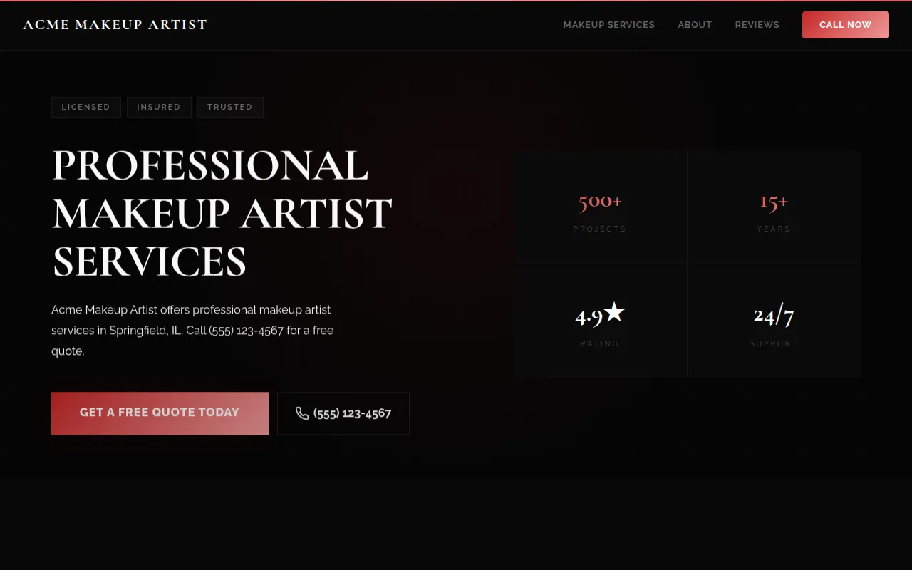 Makeup Artist template preview