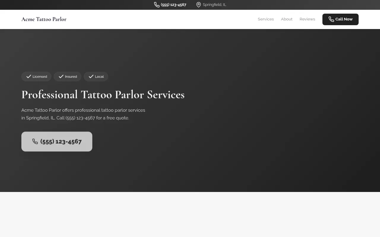 Tattoo Parlor template preview