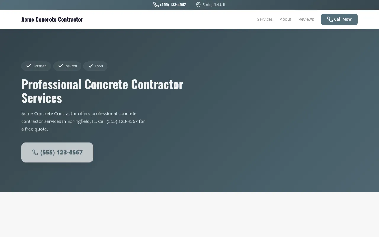 Concrete Contractor template preview