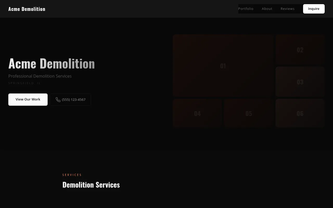 Demolition template preview