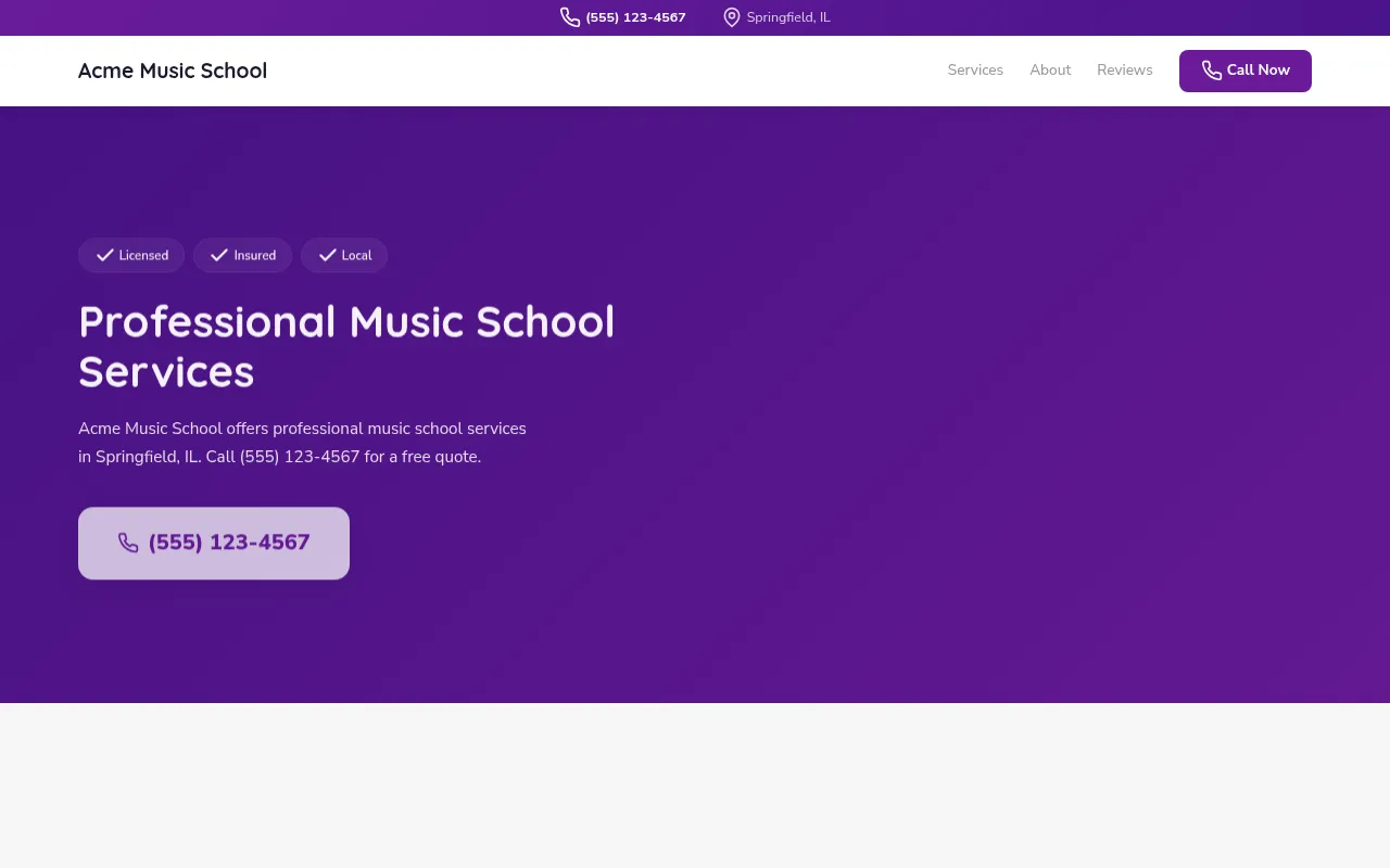 Music School template preview