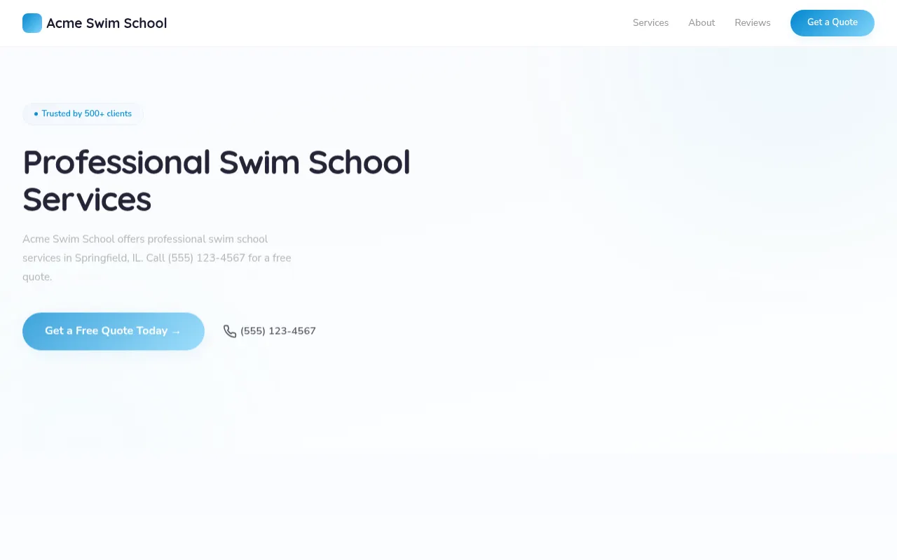 Swim School template preview