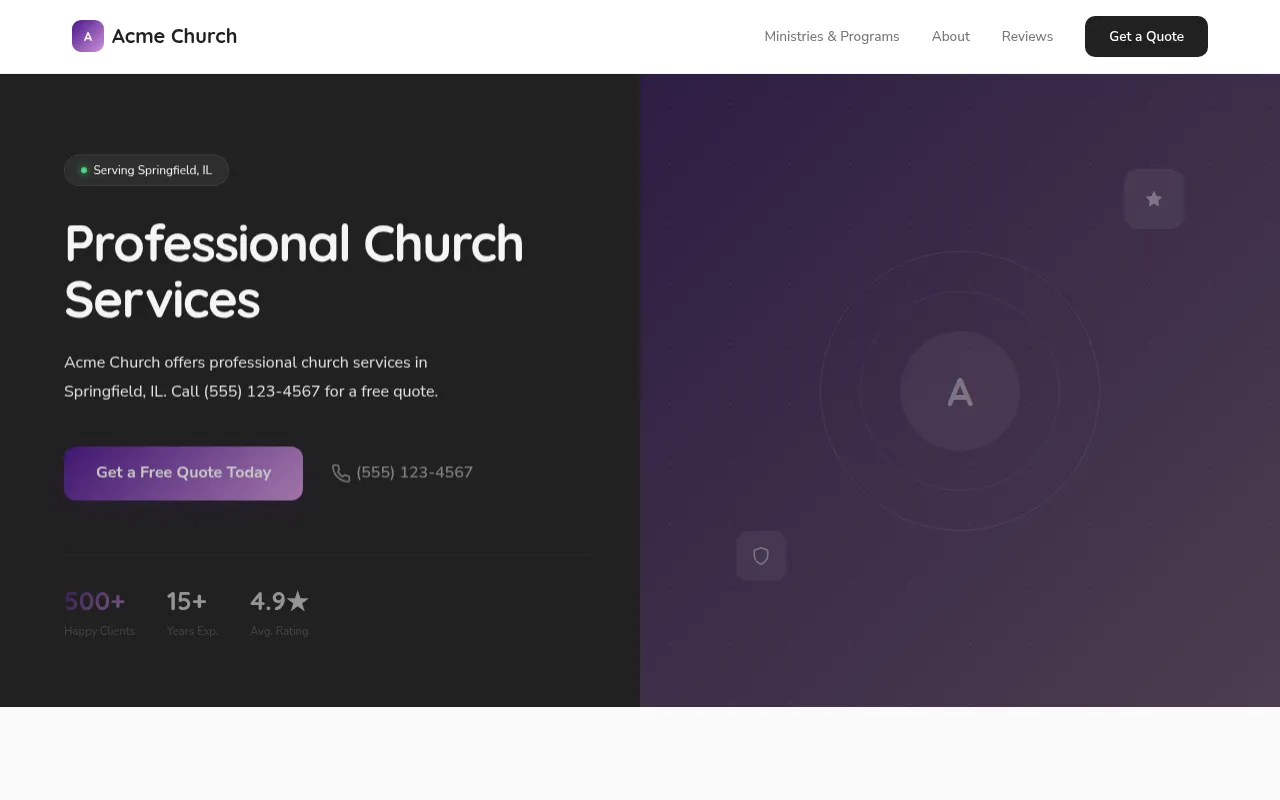 Church template preview