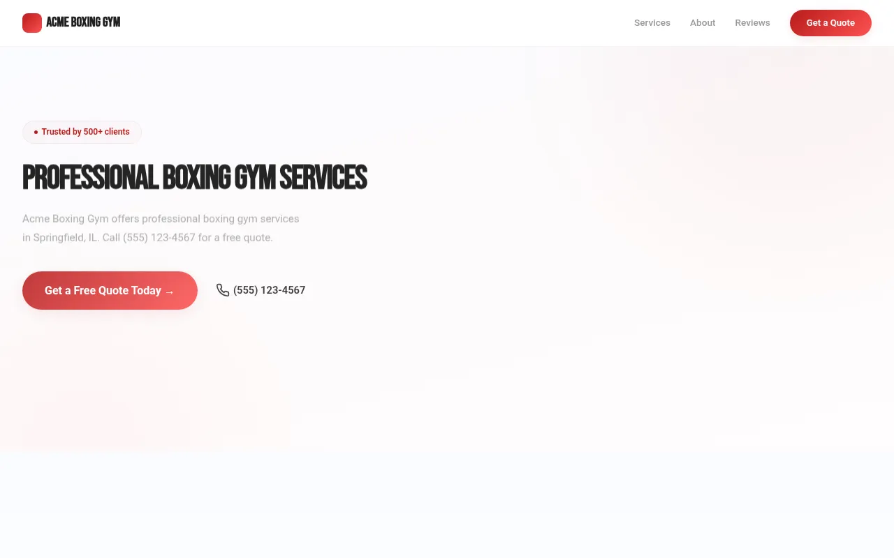 Boxing Gym template preview