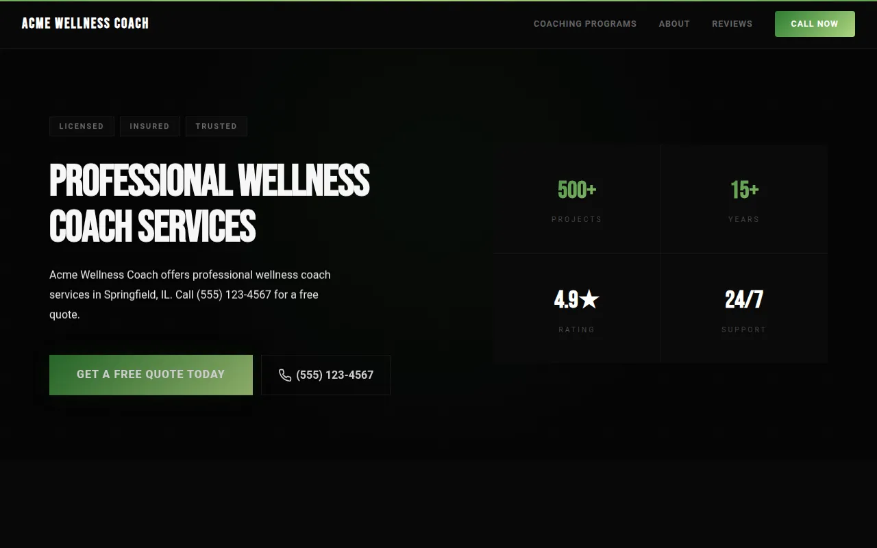 Wellness Coach template preview