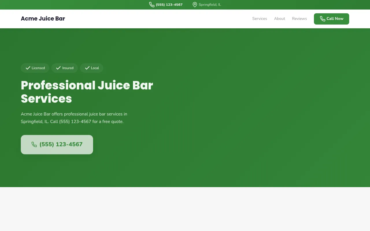 Juice Bar template preview