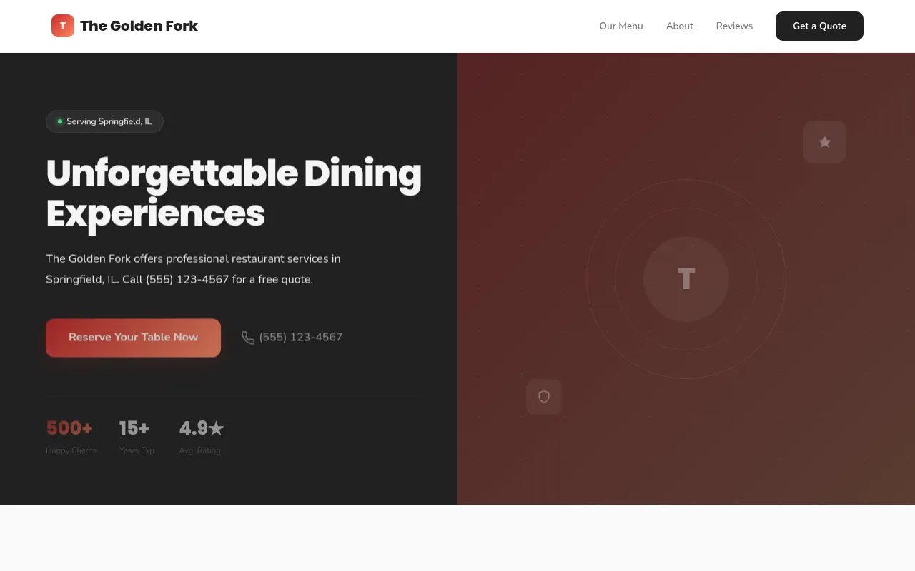 Restaurant template preview