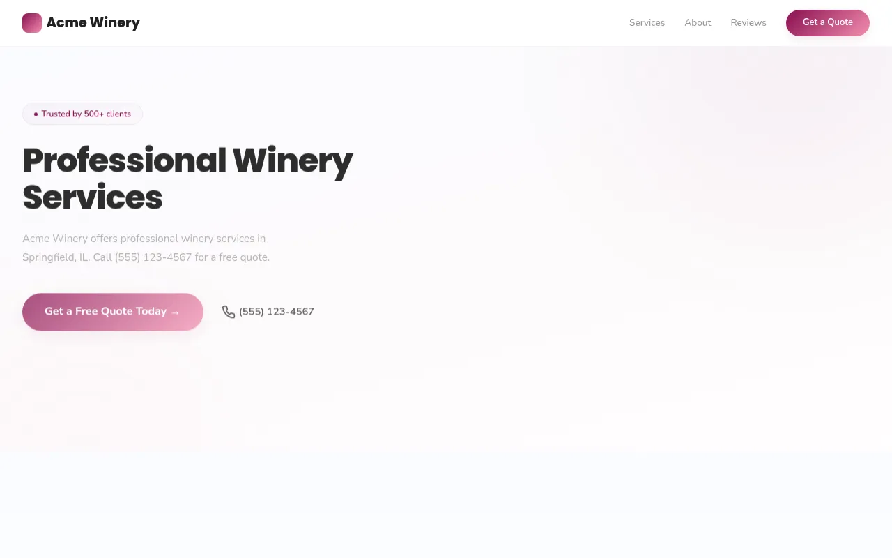 Winery template preview