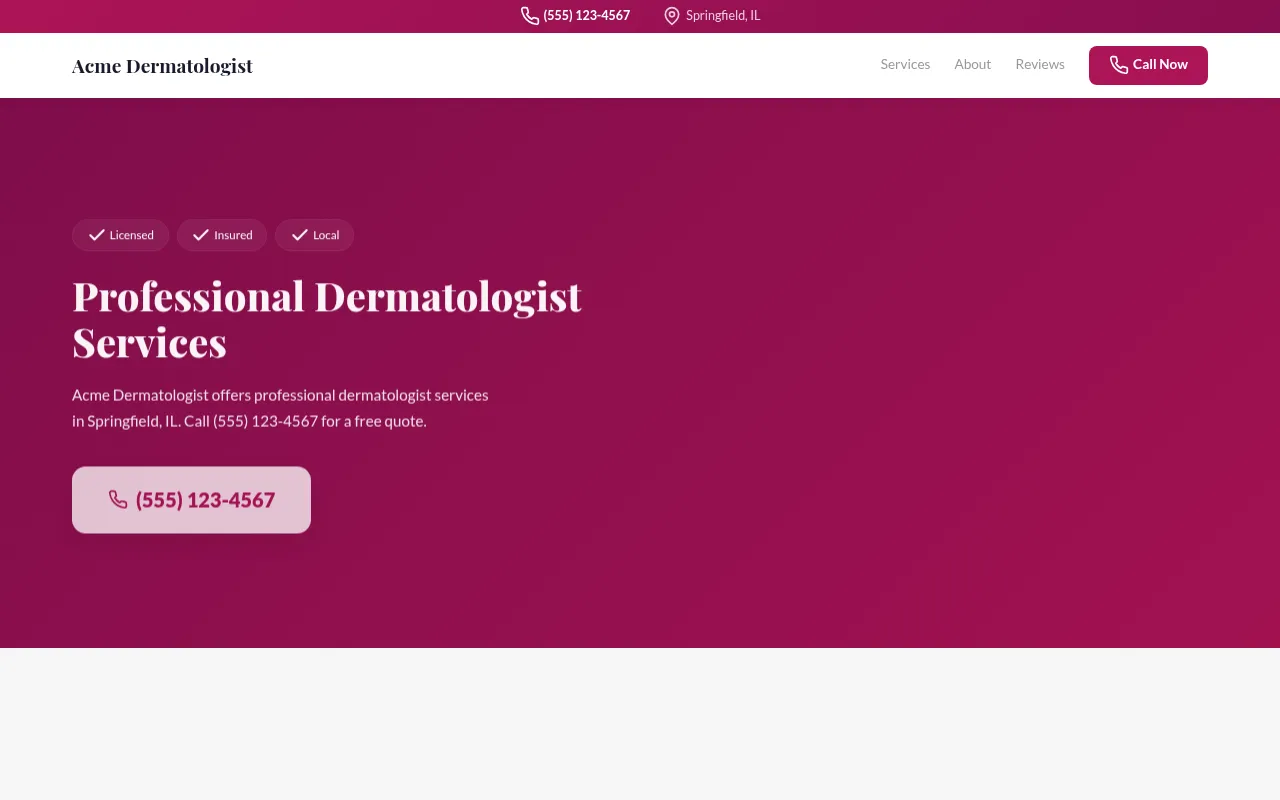 Dermatologist template preview