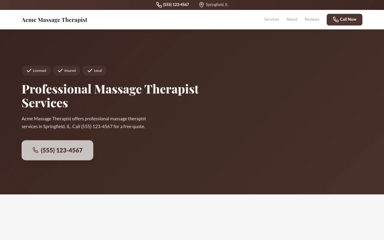 Massage Therapist template preview