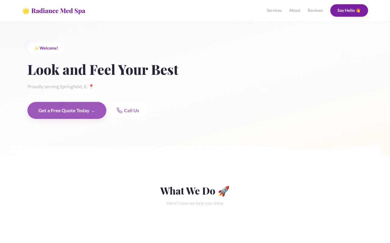 Med Spa template preview