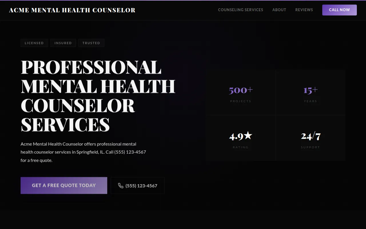 Mental Health Counselor template preview