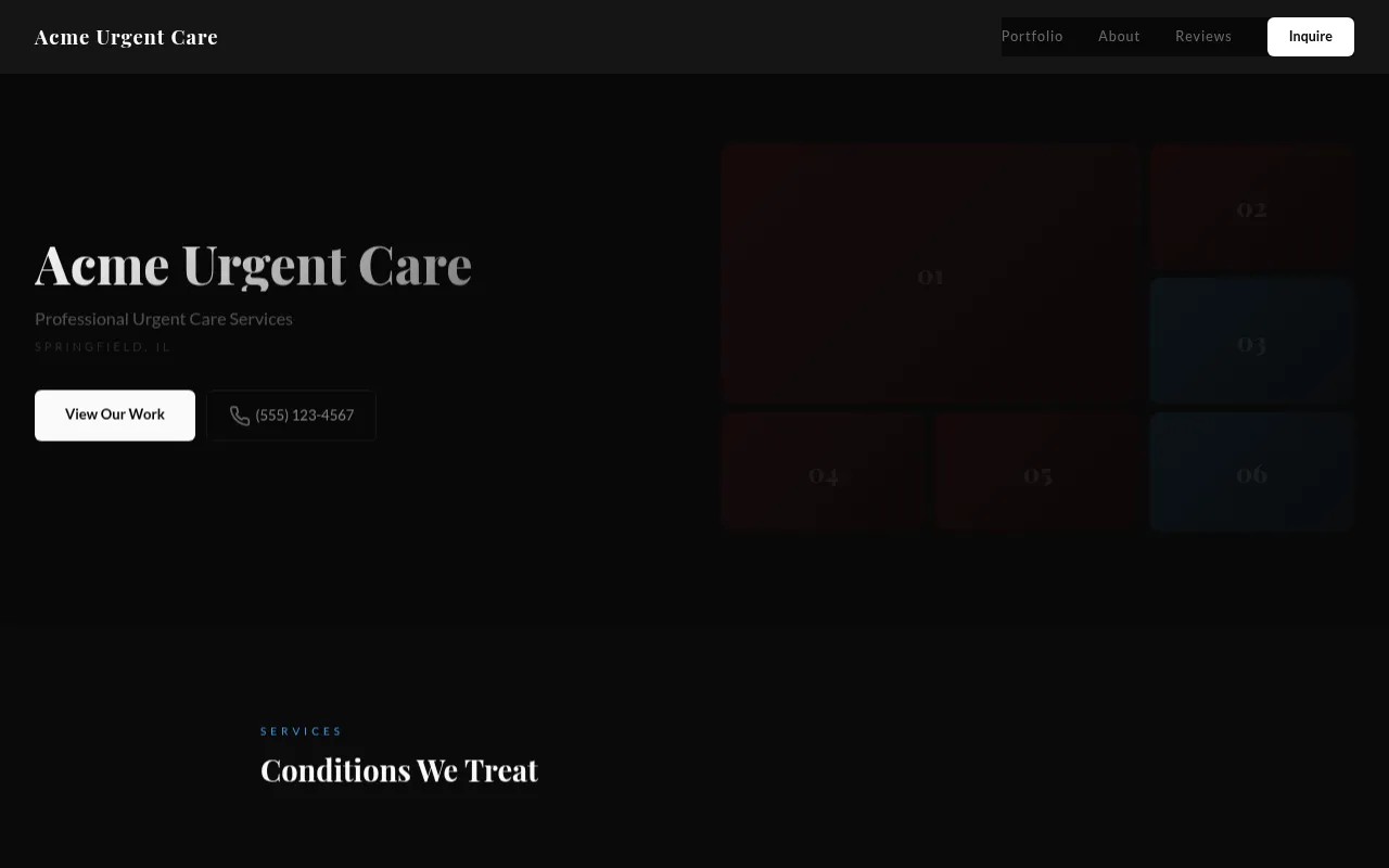 Urgent Care template preview