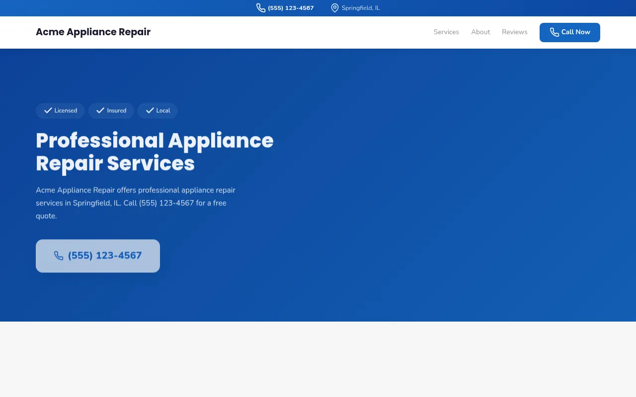 Appliance Repair template preview