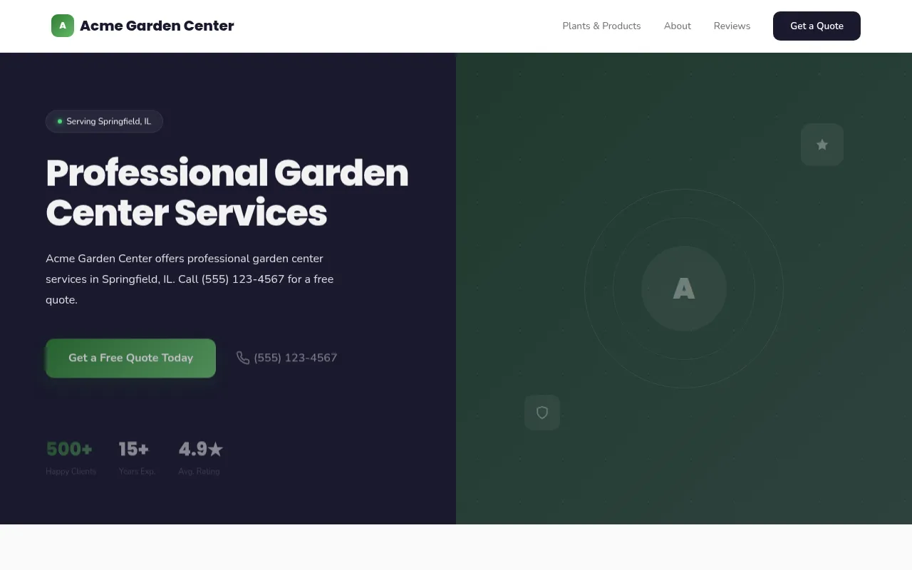 Garden Center template preview