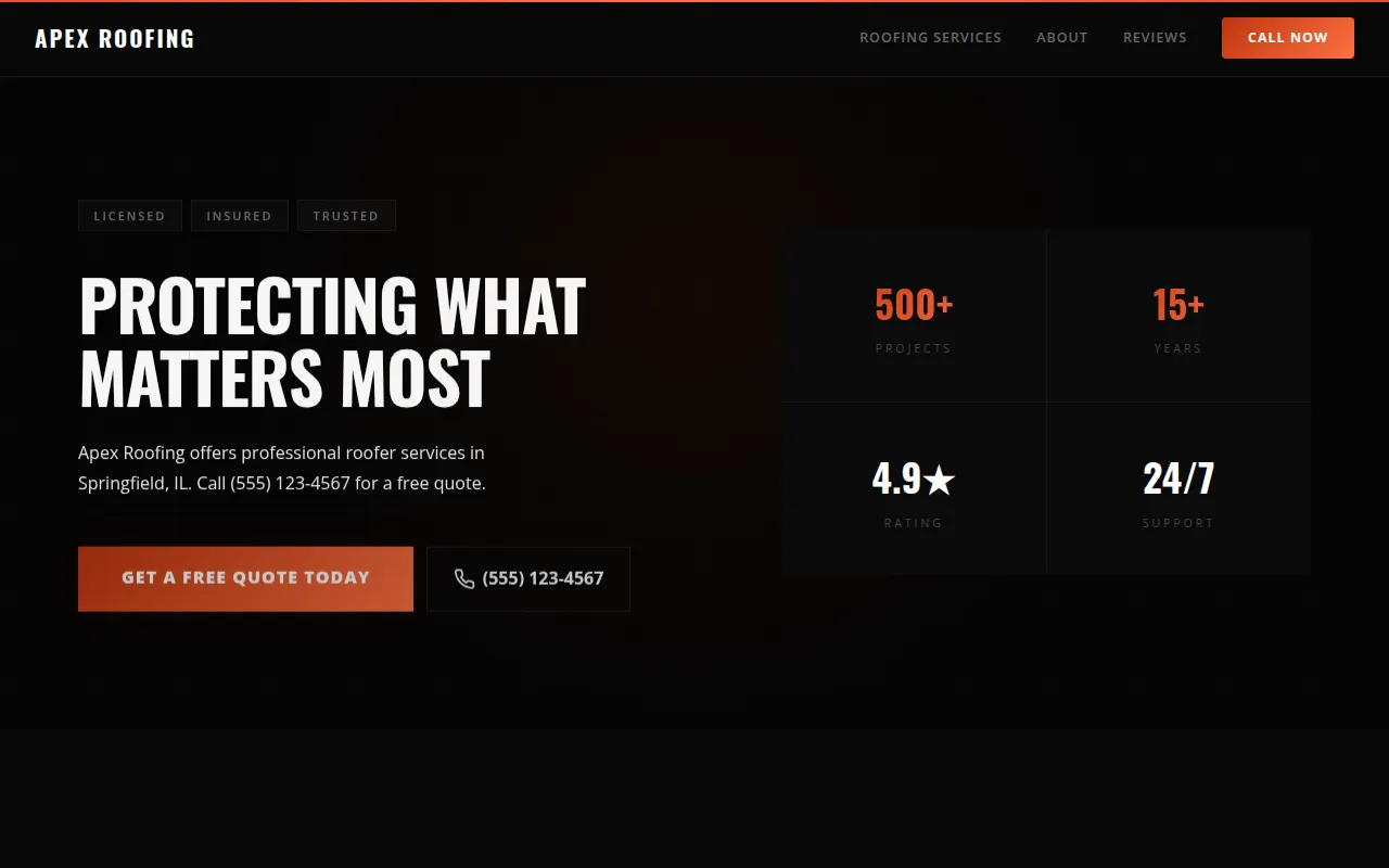 Roofer template preview