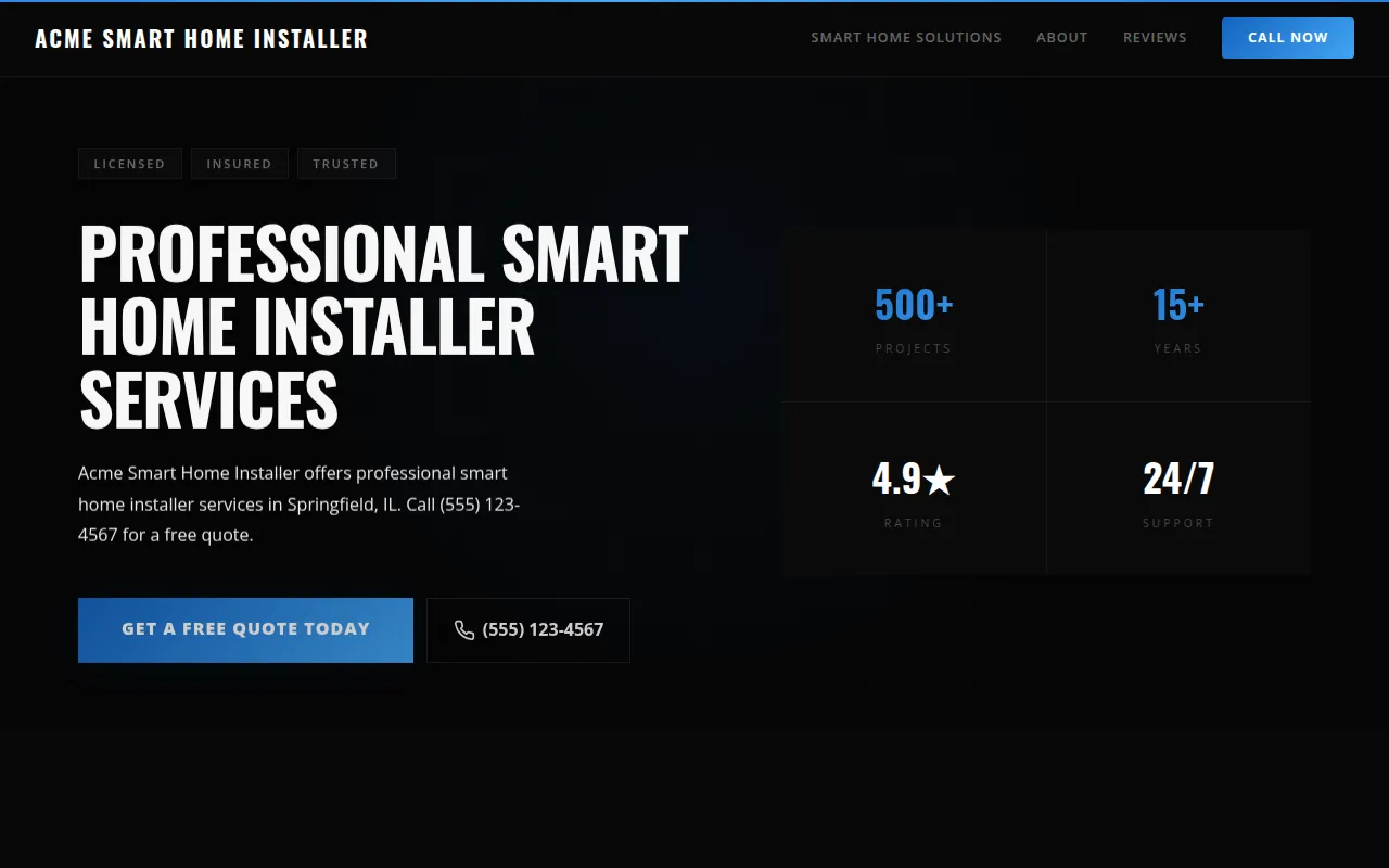 Smart Home Installer template preview
