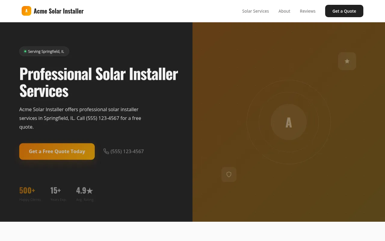 Solar Installer template preview