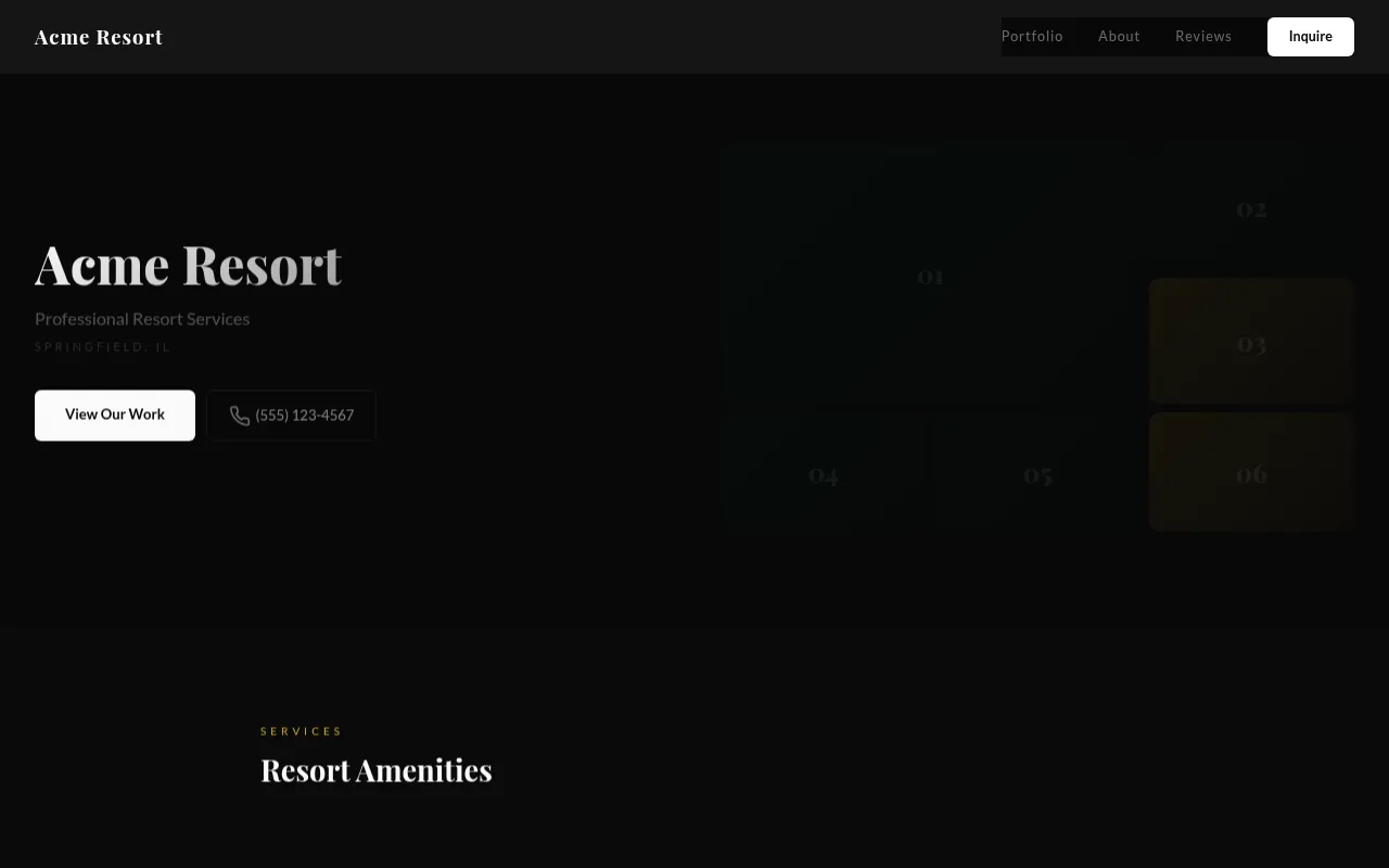 Resort template preview