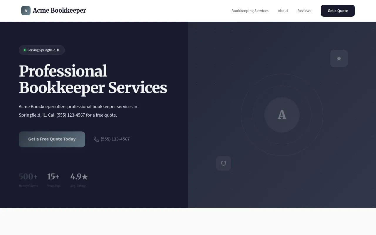 Bookkeeper template preview
