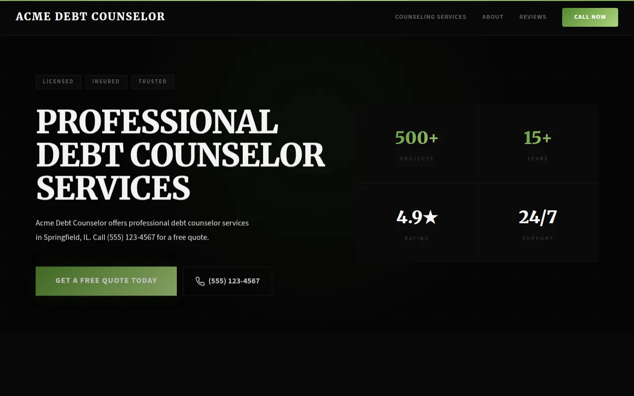 Debt Counselor template preview