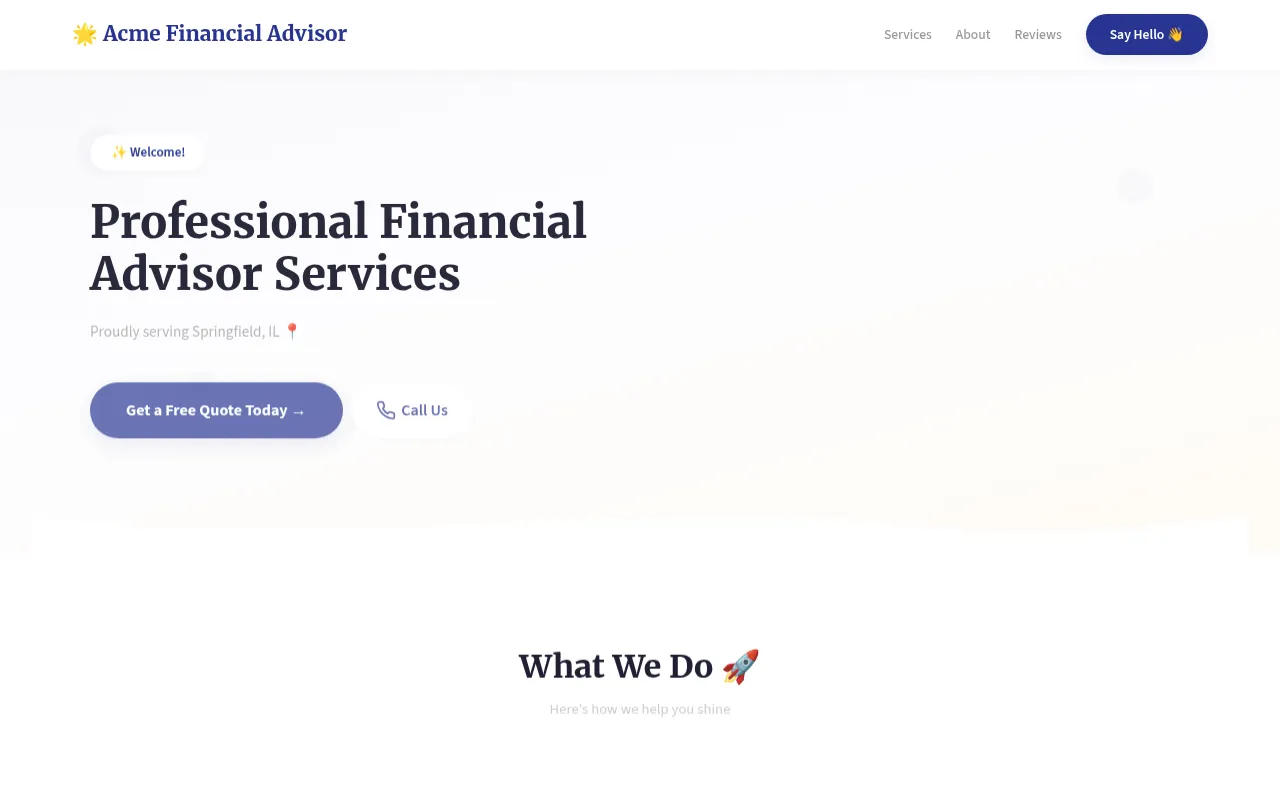 Financial Advisor template preview