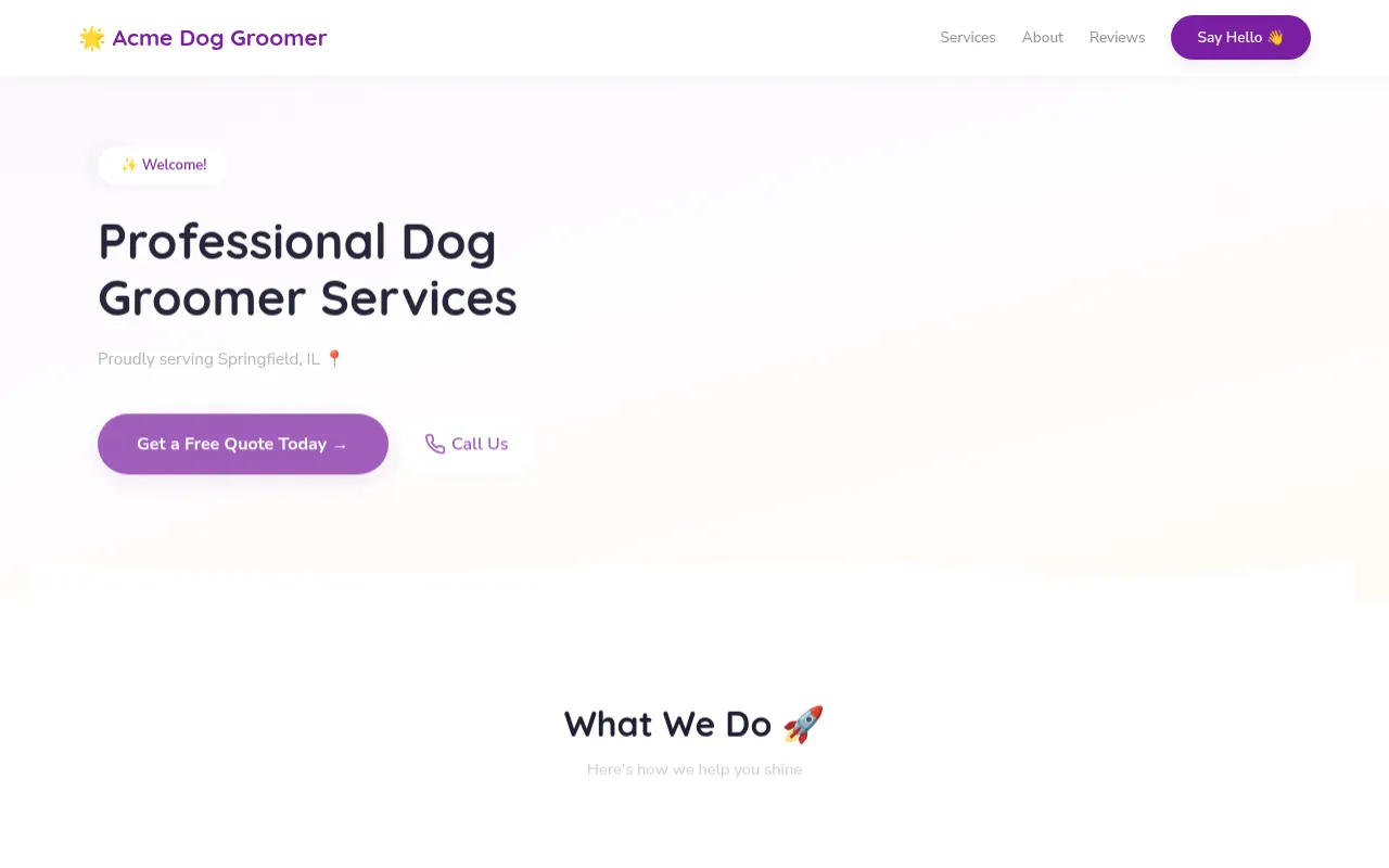 Dog Groomer template preview