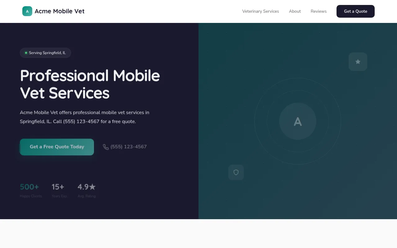 Mobile Vet template preview