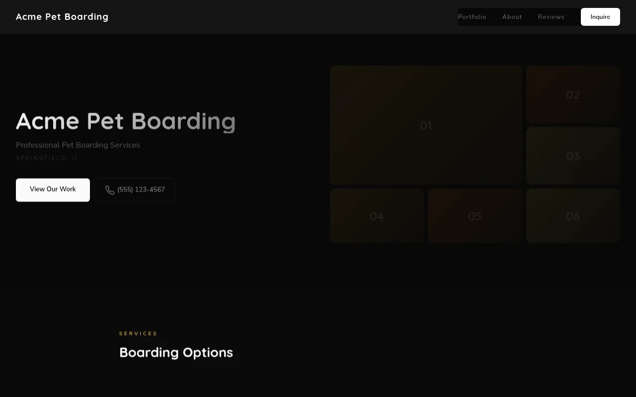 Pet Boarding template preview