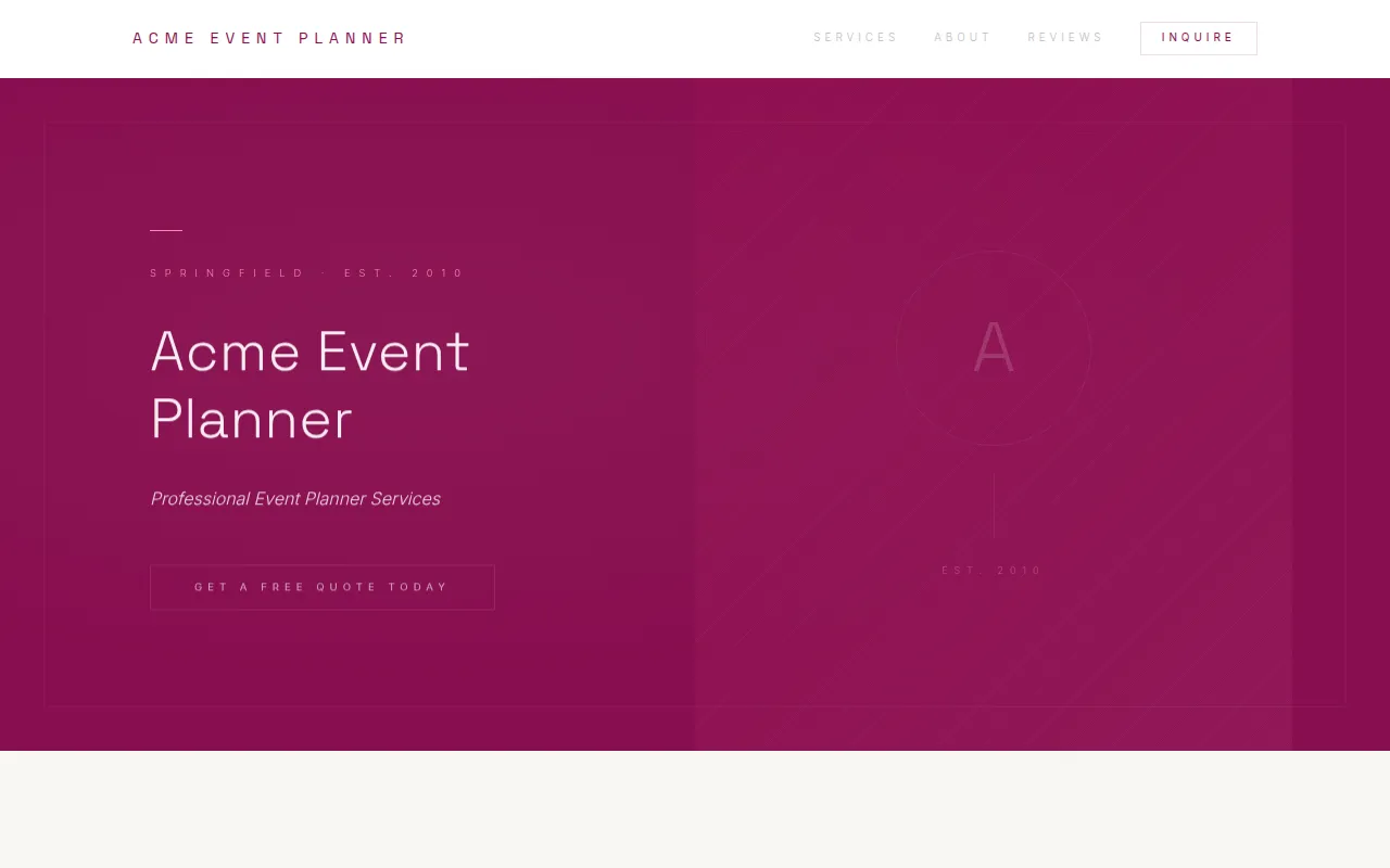 Event Planner template preview