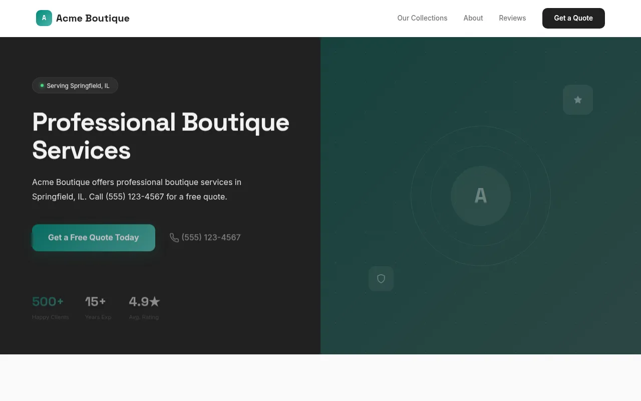 Boutique template preview