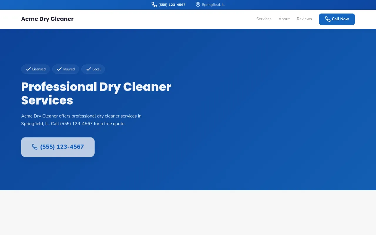 Dry Cleaner template preview
