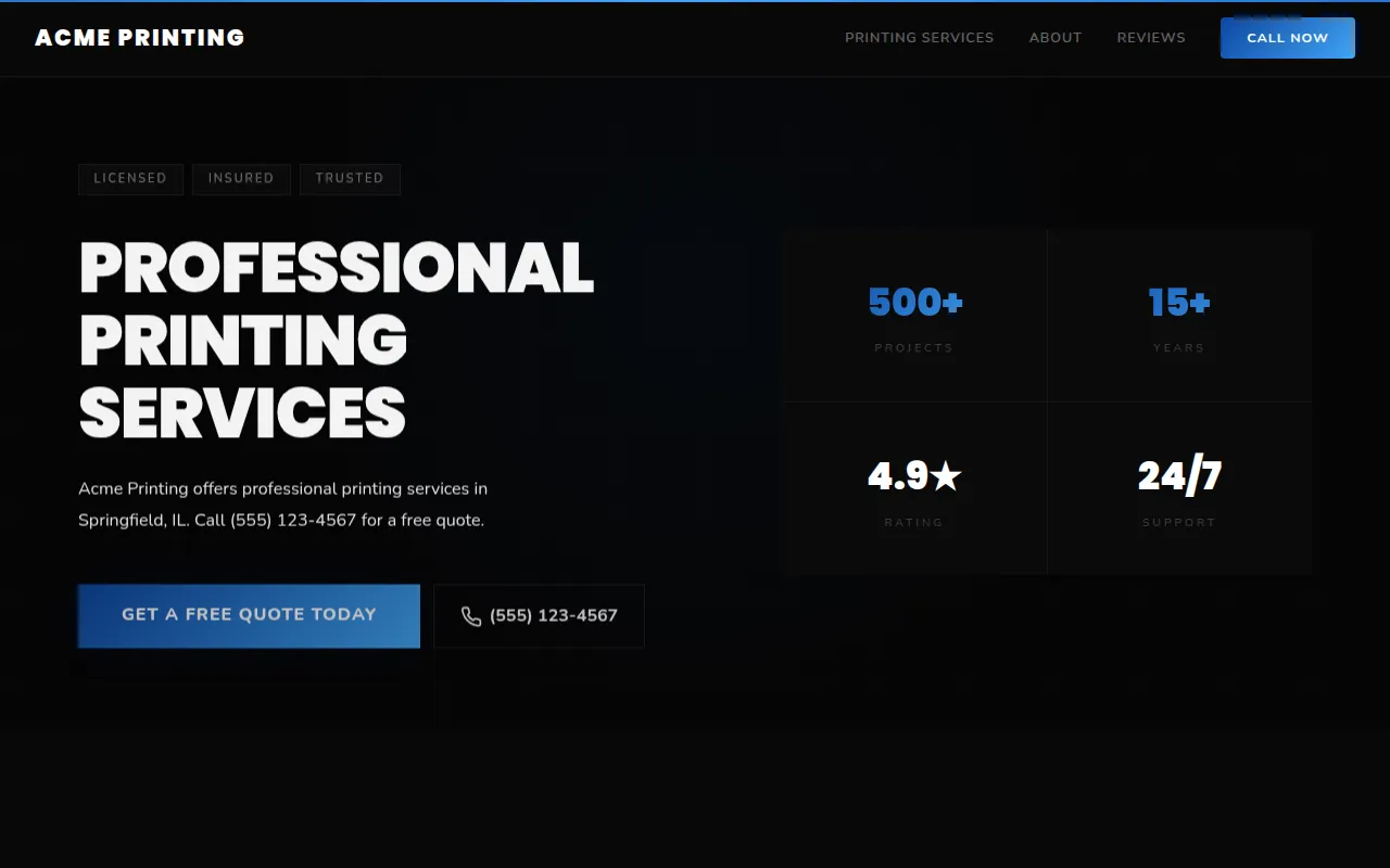 Printing template preview