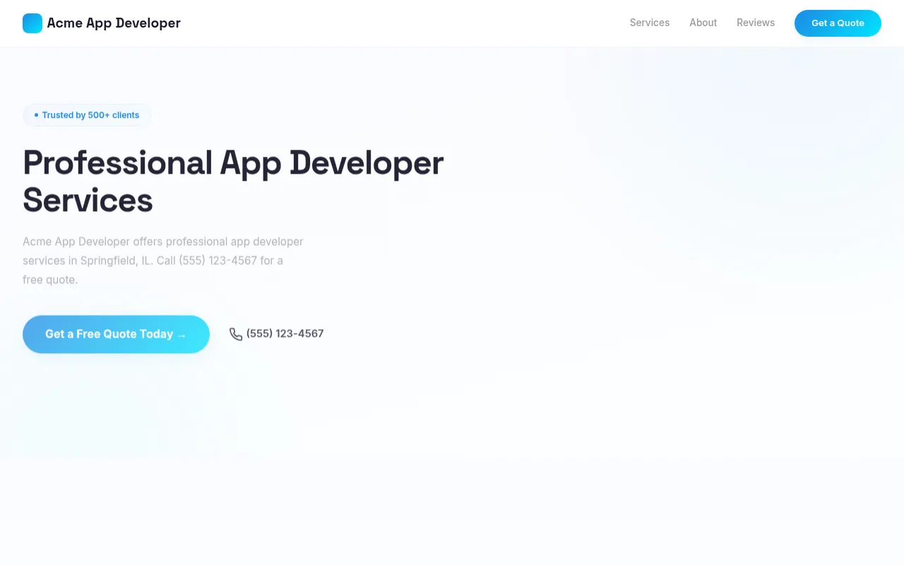 App Developer template preview