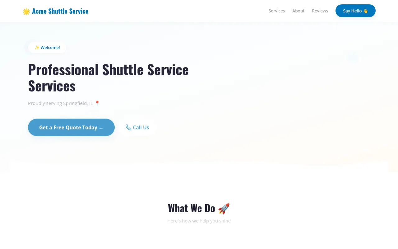 Shuttle Service template preview
