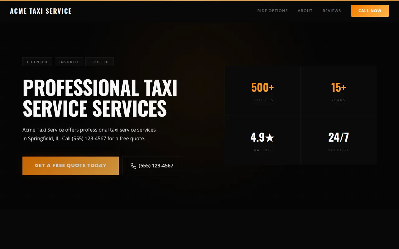 Taxi Service template preview